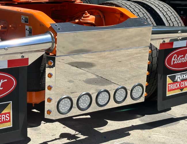 36-3/4"x20" MITERED REAR PANEL W/5-4" ROUND & 10-3/4" LIGHT HOLES