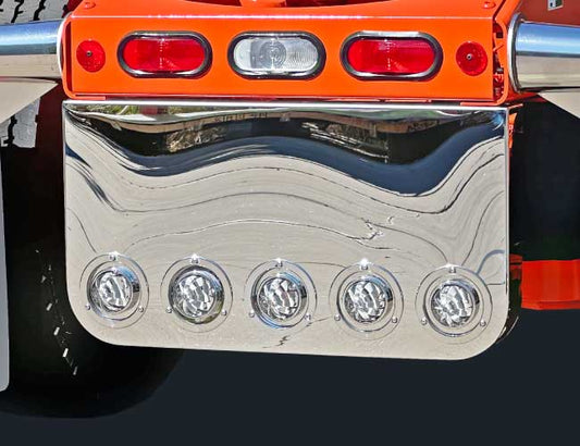 34" WIDE X 20" TALL X 4" WIDE ROUNDED REAR PANEL W/5-4" ROUND LIGHT HOLES