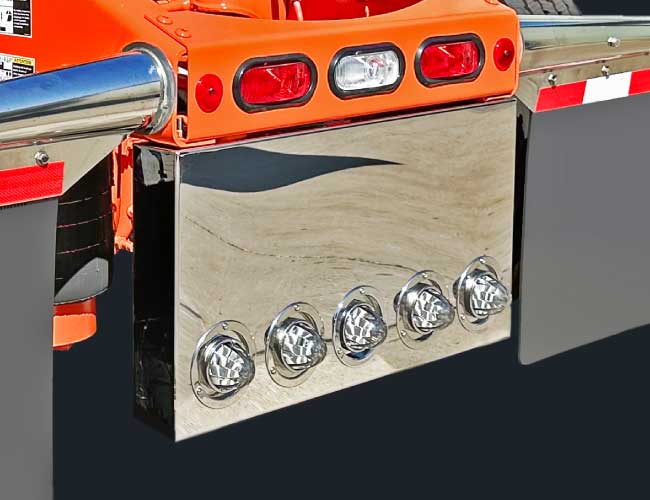 34" WIDE X 20" TALL X 4" WIDE SQUARED REAR PANEL W/5-4" ROUND LIGHT HOLES