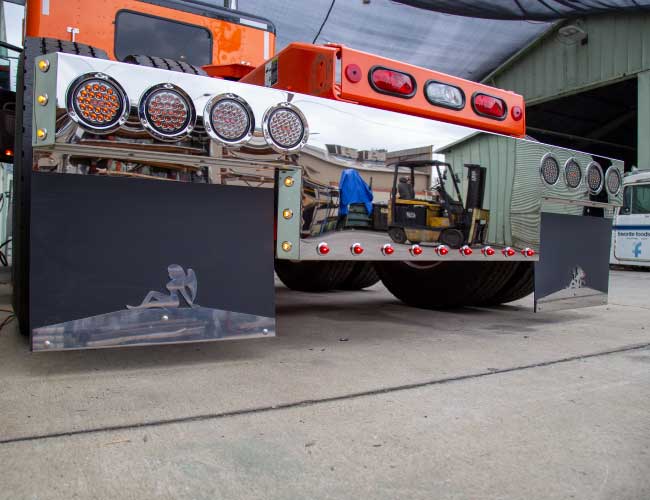 45" MITERED PANEL REAR T-BAR W/8-4" ROUND & 21-3/4" LIGHT HOLES