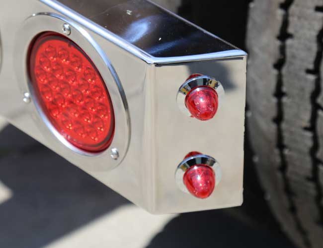 6" MITERED REAR LIGHT BAR W/8-4" ROUND & 4-3/4" LIGHT HOLES