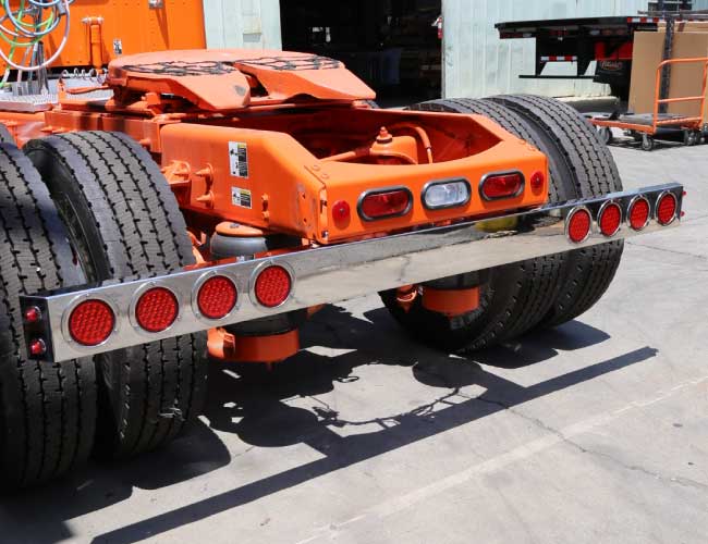 6" MITERED REAR LIGHT BAR W/8-4" ROUND & 4-3/4" LIGHT HOLES