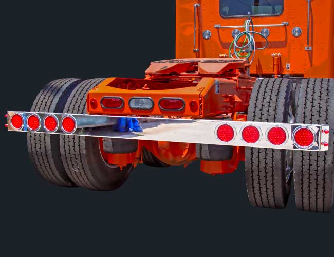 6" MITERED REAR LIGHT BAR W/8-4" ROUND & 4-3/4" LIGHT HOLES