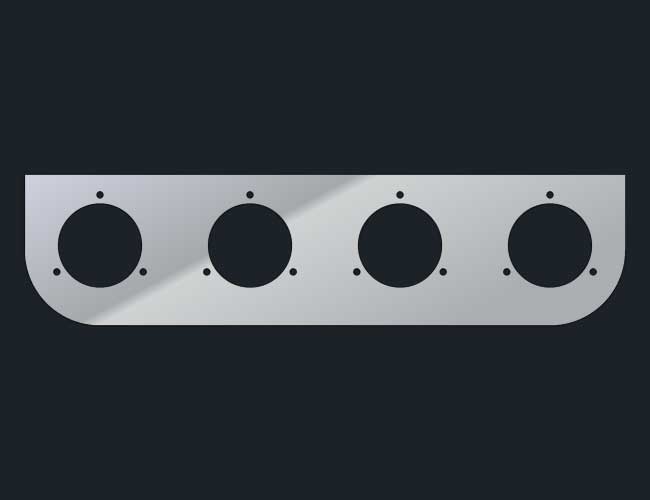 STAINLESS STEEL L-BRACKET W/4-2" ROUND LIGHT HOLE