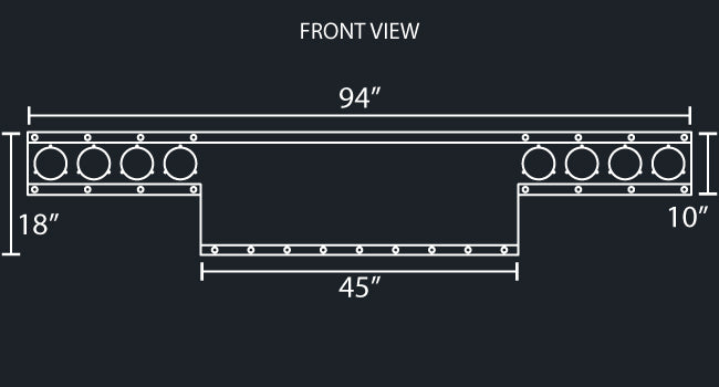 45" PANEL TONKA REAR T-BAR W/8-4" ROUND & 25-3/4" LIGHT HOLES