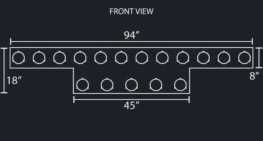 45" PANEL REAR T-BAR W/17-4" ROUND LIGHT HOLES