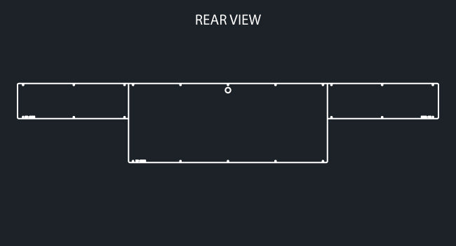 45" PANEL REAR T-BAR W/8-4" ROUND & 9-3/4" LIGHT HOLES
