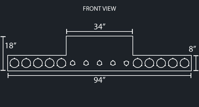 34" PANEL REVERSE REAR T-BAR W/10-4" ROUND & 5-2" ROUND LIGHT HOLES