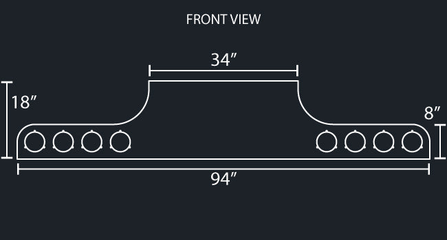 34" PANEL RAZORED REVERSE REAR T-BAR W/8-4" ROUND LIGHT HOLES