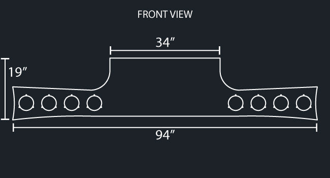 34" PANEL MALTESE REAR T-BAR W/8-4" ROUND LIGHT HOLES