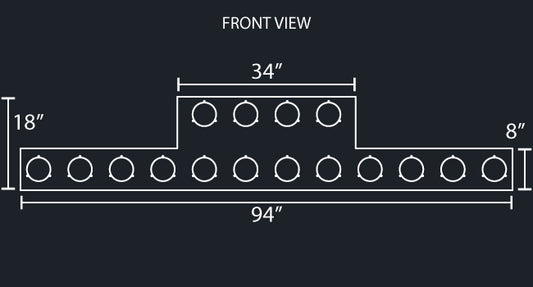34" PANEL REVERSE REAR T-BAR W/16-4" ROUND LIGHT HOLES
