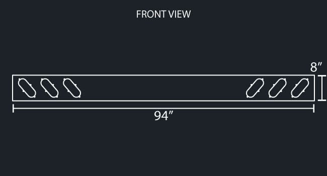 8" REAR LIGHT BAR W/6-OVAL LIGHT HOLES