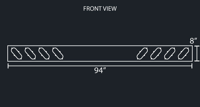 8" REAR LIGHT BAR W/8-OVAL LIGHT HOLES
