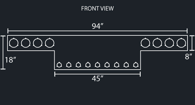45" PANEL REAR T-BAR W/8-4" & 9-2" ROUND LIGHT HOLES