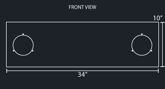 34"x10" REAR PANEL W/2-4" ROUND LIGHT HOLES