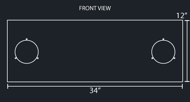34"x12" REAR PANEL W/2-4" ROUND LIGHT HOLES