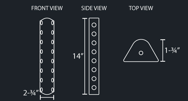 14" ROUNDED FILTER PANEL W/8-3/4" LIGHT HOLES PER SIDE