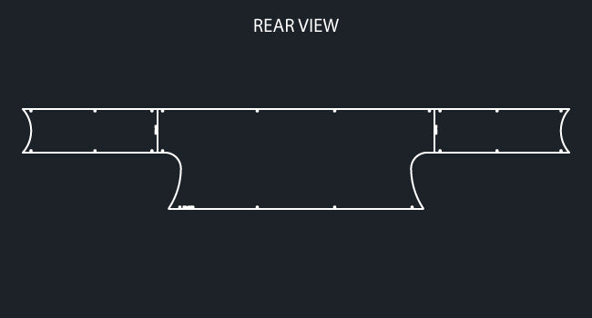 45" PANEL JAGGED EDGED REAR T-BAR W/10-4" ROUND & 7-3/4" LIGHT HOLES