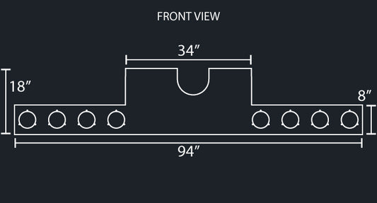 34" PANEL REVERSE REAR T-BAR W/8-4" ROUND LIGHT HOLES & DRIVE SHAFT NOTCH