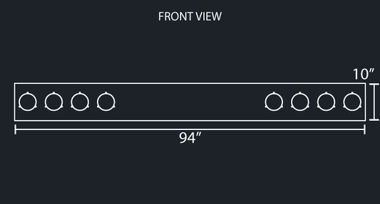 10" REAR LIGHT BAR W/8-4" ROUND LIGHT HOLES