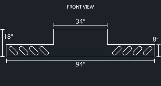 34" PANEL REVERSE REAR T-BAR W/8-ANGLED OVAL LIGHT HOLES