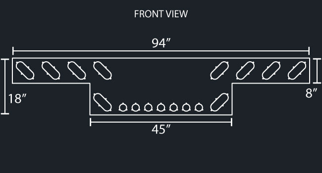 45" PANEL REAR T-BAR W/10-ANGLED OVAL & 7-2" ROUND LIGHT HOLES