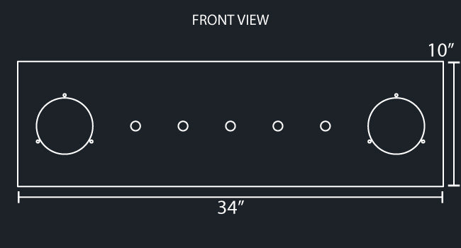 34"x10" REAR PANEL W/2-4" ROUND & 5-3/4" LIGHT HOLES