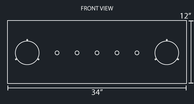 34"x12" REAR PANEL W/2-4" ROUND & 5-3/4" LIGHT HOLES