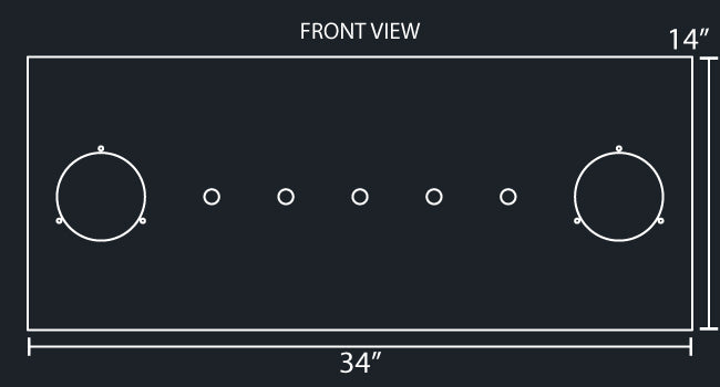 34"x14" REAR PANEL W/2-4" ROUND & 5-3/4" LIGHT HOLES