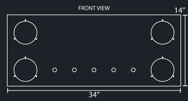 34"x14" REAR PANEL W/4-4" ROUND & 5-3/4" LIGHT HOLES