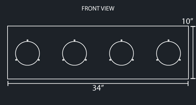 34"x10" REAR PANEL W/4-4" ROUND LIGHT HOLES
