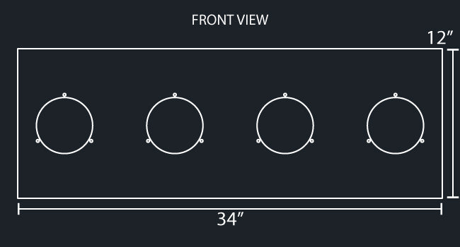 34"x12" REAR PANEL W/4-4" ROUND LIGHT HOLES