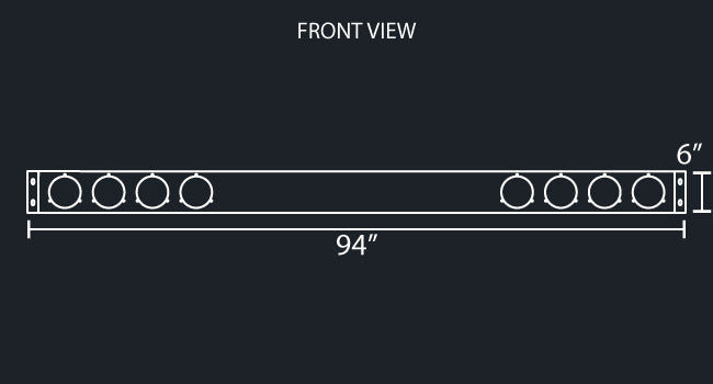 6" MITERED REAR LIGHT BAR W/8-4" ROUND & 4-3/4" LIGHT HOLES