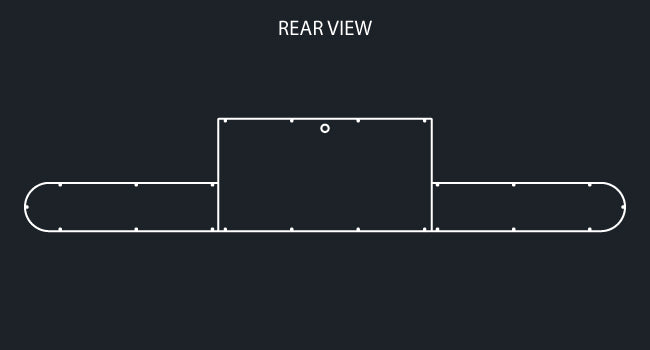 34" PANEL REVERSE REAR ROUNDED END T-BAR W/8-4" ROUND LIGHT HOLES