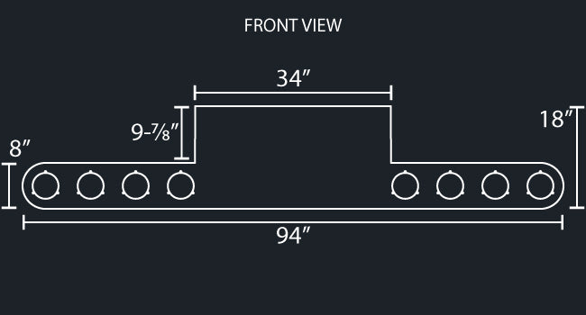 34" PANEL REVERSE REAR ROUNDED END T-BAR W/8-4" ROUND LIGHT HOLES