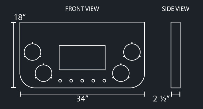 34"x18" ROUNDED CORNER REAR PANEL W/5-4" ROUND 5-3/4" LIGHT HOLES & 3D LICENSE PLATE