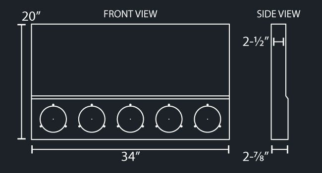 34"x20" TONKA REAR PANEL W/5-4" ROUND LIGHT HOLES