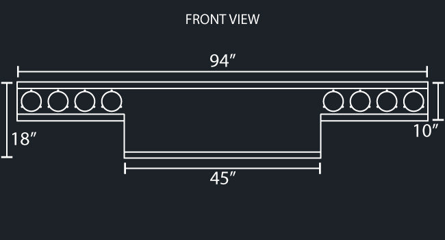 45" PANEL TONKA REAR T-BAR W/8-4" ROUND LIGHT HOLES