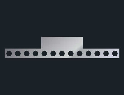 34" PANEL REVERSE REAR T-BAR W/13-4" ROUND LIGHT HOLES