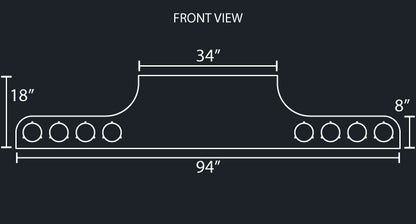 34" PANEL RAZORED REVERSE REAR T-BAR W/8-4" ROUND LIGHT HOLES