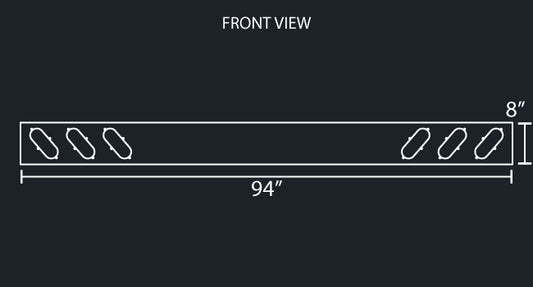 8" REAR LIGHT BAR W/6-OVAL LIGHT HOLES