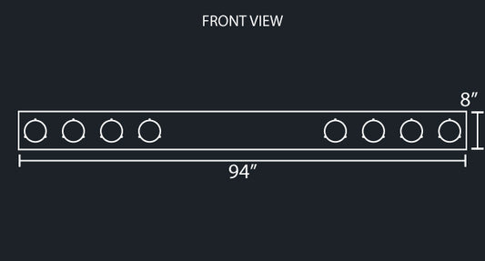 8" REAR LIGHT BAR W/8-4" LIGHT HOLES