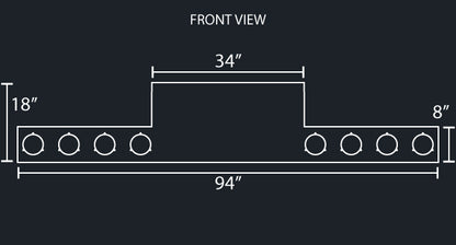 34" PANEL REVERSE REAR T-BAR W/8-4" ROUND LIGHT HOLES