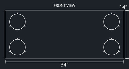 34"x14" REAR PANEL W/4-4" ROUND LIGHT HOLES