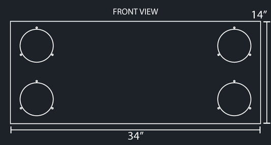 34"x14" REAR PANEL W/4-4" ROUND LIGHT HOLES