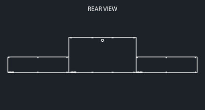 34" PANEL REVERSE REAR T-BAR W/8-ANGLED OVAL LIGHT HOLES