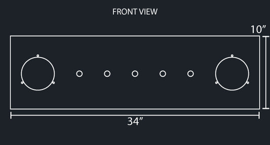 34"x10" REAR PANEL W/2-4" ROUND & 5-3/4" LIGHT HOLES