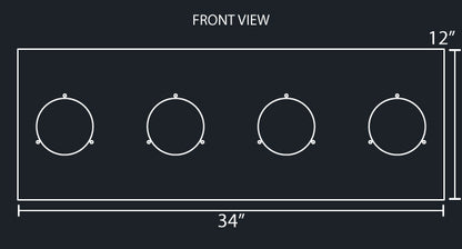 34"x12" REAR PANEL W/4-4" ROUND LIGHT HOLES