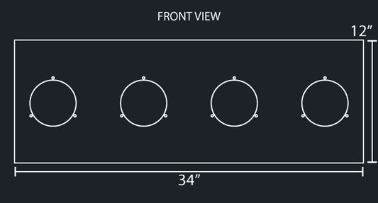 34"x12" REAR PANEL W/4-4" ROUND LIGHT HOLES