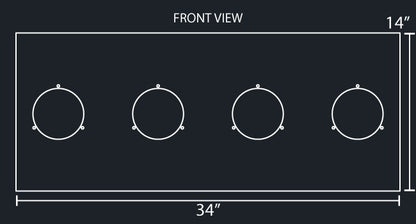 34"x14" REAR PANEL W/4-4" ROUND LIGHT HOLES